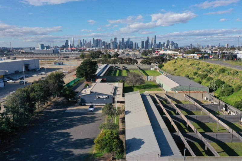 Aerial drone view of MISC range, Port Melbourne