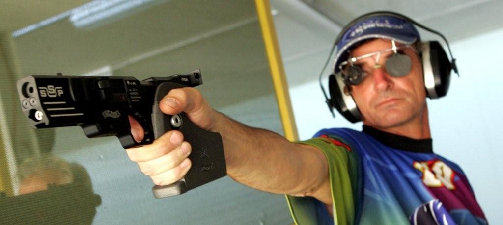 Competitor with SSP pistol at MISC range